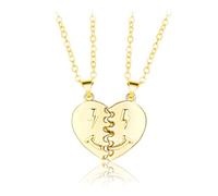 Lot de 2 colliers avec pendentif en forme de cœur et visage souriant pour couple, petit ami, petite amie, bijoux assortis pour couples, meilleures sœurs, taille unique, Comme décrit, Comme décrit.