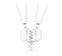 Lot de 2 colliers avec pendentif en forme de cœur et visage souriant pour couple, petit ami, petite amie, bijoux assortis pour couples, meilleures sœurs, taille unique, Comme décrit, Comme décrit.