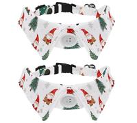 Lot de 2 colliers blancs adorables nains de Noël avec nœuds papillon pour petits chats, chiots et animaux domestiques