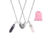 Lot de 2 colliers d'amitié en cristal pour les femmes et les amis, Colliers hexagonaux pour femme, Colliers assortis, Pierre artificielle.