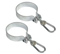 Lot de 2 colliers de balançoire avec mousquetons, vis M10, avec écrou de sécurité et ferrures pour poteaux en bois rond, diamètre : 100 mm, pour planche à bascule, balançoire pour bébé et enfant