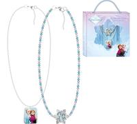 Lot de 2 colliers de la Reine des Neiges pour filles avec pendentifs Elsa et Anna dans un coffret cadeau de style Disney Princesses
