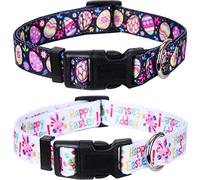 Lot de 2 colliers de Pâques réglables en nylon pour chien - Œuf de Pâques - Taille S