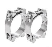 Lot de 2 colliers de serrage en acier inoxydable à double tête haute pression pour tuyau d'échappement, turbocompresseur, application de refroidissement pour bsi conforme à l'argent, 30-60 mm (30-40
