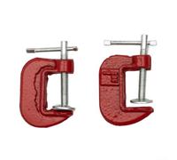 Lot de 2 colliers de serrage G de 2,5 cm pour mini pinces à vis, outils de travail du bois en acier résistant, outils de travail du bois pour bricolage, travaux manuels, fixation finition rouge