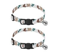 Lot de 2 colliers décoratifs pour animaux de compagnie avec clochette - Motif colombes volantes - Blanc et marron - Réglable de 27 à 43 cm