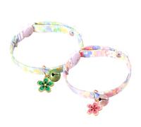 Lot de 2 colliers décoratifs réglables pour animal domestique avec clochette - Collier mignon pour chat et chien avec pendentif fleur - Confortable et léger - Pour chatons et petits animaux de