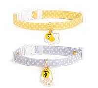 Lot de 2 colliers en coton pour chat avec clochette, œuf jaune et violet pendentif patte de chat, collier mignon pour chaton, idéal pour les filles, les chats, les garçons, les chats
