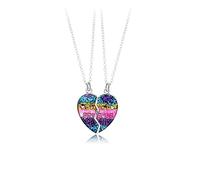 Lot de 2 colliers en forme d'amitié, collier de 2 colliers BFF, meilleur ami, collier, cœur violet, bleu, pour 2 filles, cadeau d'anniversaire pour les meilleurs amis