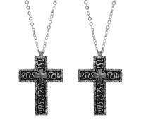 Lot de 2 colliers en forme de croix avec compartiment secret, pendentif en forme de dix personnages, style punk, rétro, fait à la main, accessoires de jeu tendance