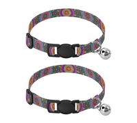 Lot de 2 colliers floraux mandalas avec clochette pour chien et chiot - Collier réglable de 27,6 à 43,1 cm