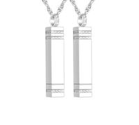 Lot de 2 colliers funéraires en acier inoxydable avec pendentif carré ouvrable pour cendres souvenirs, As pictures shown, Zinc, Pas de gemme