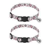 Lot de 2 colliers géométriques en zigzags avec clochette pour petit chien, longueur réglable de 27 cm à 43,4 cm