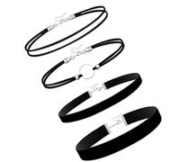 Lot de 2 colliers légers et réglables en tissu noir pour les occasions décontractées ou formelles, collier doux pour la peau sensible, taille unique, Comme décrit, Comme décrit.