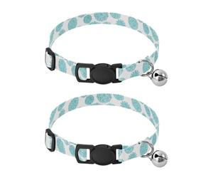 Lot de 2 colliers légers pour animaux de compagnie Turquoise Mandalas blancs faciles à nettoyer pour chats et chiens
