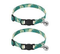 Lot de 2 colliers marbrés turquoise pour petits chiens et chats avec clochette