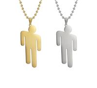Lot de 2 colliers nains en acier inoxydable pour couple, 60 cm, idéal pour la Saint-Valentin, Noël et cadeaux d'anniversaire (en acier et doré), 60 cm
