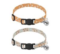 Lot de 2 colliers personnalisés pour chiot avec boucle à dégagement rapide - Collier personnalisable pour chien fille et garçon - Motif dessin animé - Ours en peluche blanc - étoiles I Love Cat Paw