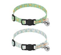 Lot de 2 colliers personnalisés pour petits chiens avec boucle de libération de 5 à 6,8 kg pour filles et garçons - Méduse jaune mignonne chapeau d'anniversaire bleu