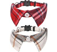 Lot de 2 colliers pour chat accessoire avec nœud papillon mignon et clochette à carreaux pour chaton - Sécurité réglable