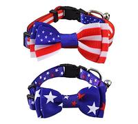 Lot de 2 colliers pour chat avec drapeau américain du 4 juillet, drapeau arc-en-ciel Gay Pride (drapeau américain)