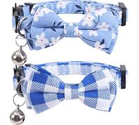 Lot de 2 colliers pour chat avec nœud papillon mignon et clochette à carreaux pour chaton sécurité réglable