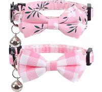 Lot de 2 colliers pour chat avec nœud papillon mignon et clochette à carreaux pour chaton sécurité réglable