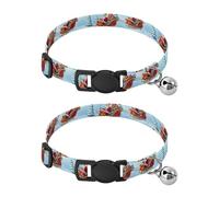 Lot de 2 colliers pour chat avec traîneau de renne, clochette, bleu, réglable de 27,6 à 43,1 cm