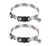 Lot de 2 colliers pour chat en polyester doux à rayures oranges et blanches faciles à porter