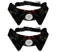 Lot de 2 colliers pour chat Halloween Cimetière, style chemise, collier réglable avec nœud papillon pour petits chiens, chiots, chats, lapins