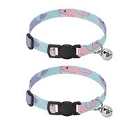 Lot de 2 colliers pour chat - Motif vagues de l'océan - Avec clochette - Longueur réglable de 27 cm à 43 cm