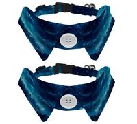 Lot de 2 colliers pour chaton, ciel étoilé, montagnes, lune, univers scintillant, en velours avec nœud papillon, nœud papillon pour animal domestique pour garçons et filles, chiens et chats
