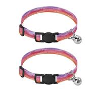 Lot de 2 colliers pour chats Motif rayures aquarelles arc-en-ciel