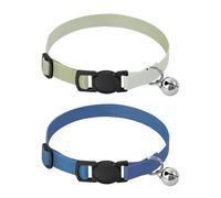 Lot de 2 colliers pour chien avec boucle de dégagement pour chiot fille et garçon Bleu cyan dégradé flou, bleu sarcelle, violet bleu