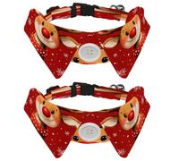 Lot de 2 colliers pour chien avec clochette, collier détachable et réglable pour petit animal de compagnie, renne de Noël flocon de neige