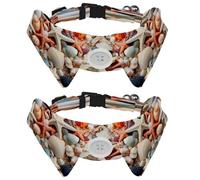 Lot de 2 colliers pour chien avec clochette, collier détachable et réglable pour petit animal de compagnie, coquillages, étoiles de mer