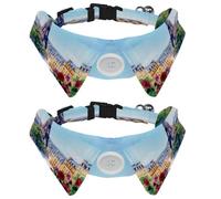 Lot de 2 colliers pour chien avec clochette, collier détachable et réglable pour petit animal de compagnie, tour Eiffel Paris