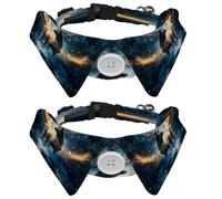 Lot de 2 colliers pour chien avec clochette, collier détachable et réglable pour petit animal de compagnie, renne et nébuleuse étoilée