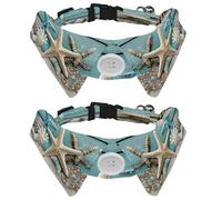 Lot de 2 colliers pour chien avec clochette, collier détachable et réglable pour petit animal de compagnie, étoiles de mer, coquillages