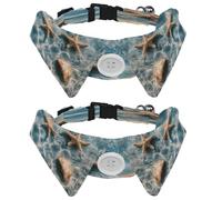 Lot de 2 colliers pour chien avec clochette, collier détachable et réglable pour petit animal de compagnie, coquillages de l'océan, étoile de mer