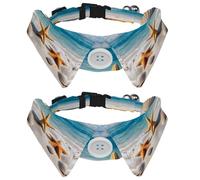 Lot de 2 colliers pour chien avec clochette, collier détachable et réglable pour petit animal de compagnie, étoile de mer, coquillages