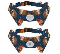 Lot de 2 colliers pour chien avec nœud papillon, animaux mignons, hérissons, champignons et feuilles d'automne - Cravates douces pour petits chiens - Costume de mariage ou d'anniversaire