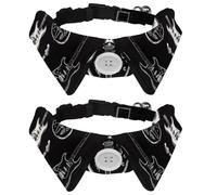 Lot de 2 colliers pour chien avec nœud papillon - Collection guitare électrique et acoustique - Cravates douces pour petits chiens - Costumes de mariage et d'anniversaire - Blanc et noir