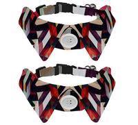 Lot de 2 colliers pour chien avec nœud papillon - En zigzag - Doux - Pour petits chiens - Costume d'anniversaire de mariage