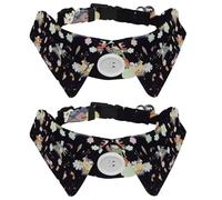 Lot de 2 colliers pour chien avec nœud papillon et clochette, ailes de licorne, arc-en-ciel, motif crème glacée, design à revers réglable, collier pour petits animaux de compagnie