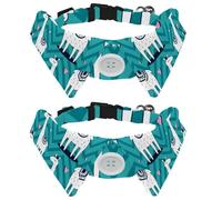 Lot de 2 colliers pour chien avec nœud papillon et clochette, alpagas, couronnes de lamas, cœurs, rayures, design à revers réglable, collier pour petits animaux de compagnie