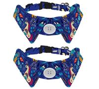 Lot de 2 colliers pour chien avec nœud papillon et clochette, animaux fantastiques dragon, licorne, chat, sirène, OVNI réglable à revers pour petits animaux de compagnie