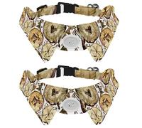 Lot de 2 colliers pour chien avec nœud papillon et clochette, anneaux de sapin de Noël aquarelle, illustration de renne réglable, design à revers pour chat et petit animal de compagnie