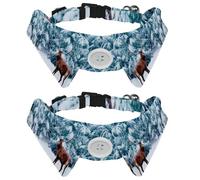 Lot de 2 colliers pour chien avec nœud papillon et clochette, beau cerf mâle avec grandes cornes d'hiver forêt enneigée réglable pour chat et chat