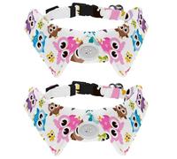Lot de 2 colliers pour chien avec nœud papillon et clochette, chouette colorée et grand œil réglable pour petits animaux de compagnie